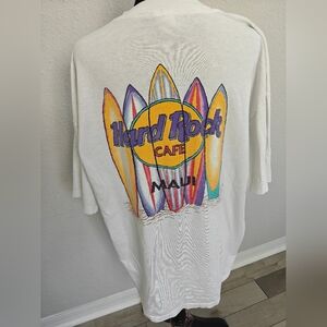 Hard Rock Cafe White Shirt with Colorful Surfboards